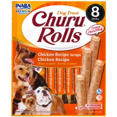 CHURU ROLLS CHICKEN RECIPE (PERRO - 8 TUBOS) 96g